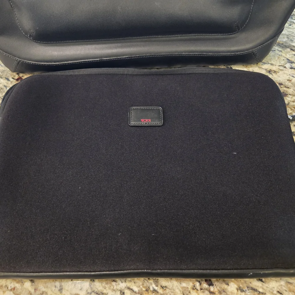 Tumi Black Leather Formula T Briefcase
